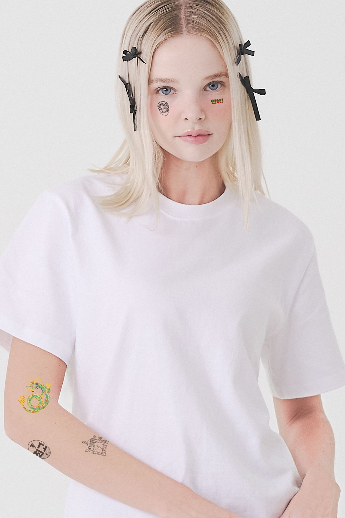 티니타이거(TEENYTIGER) 물, 가위 없이 붙이는 한글 세종대왕 최고  타투 스티커