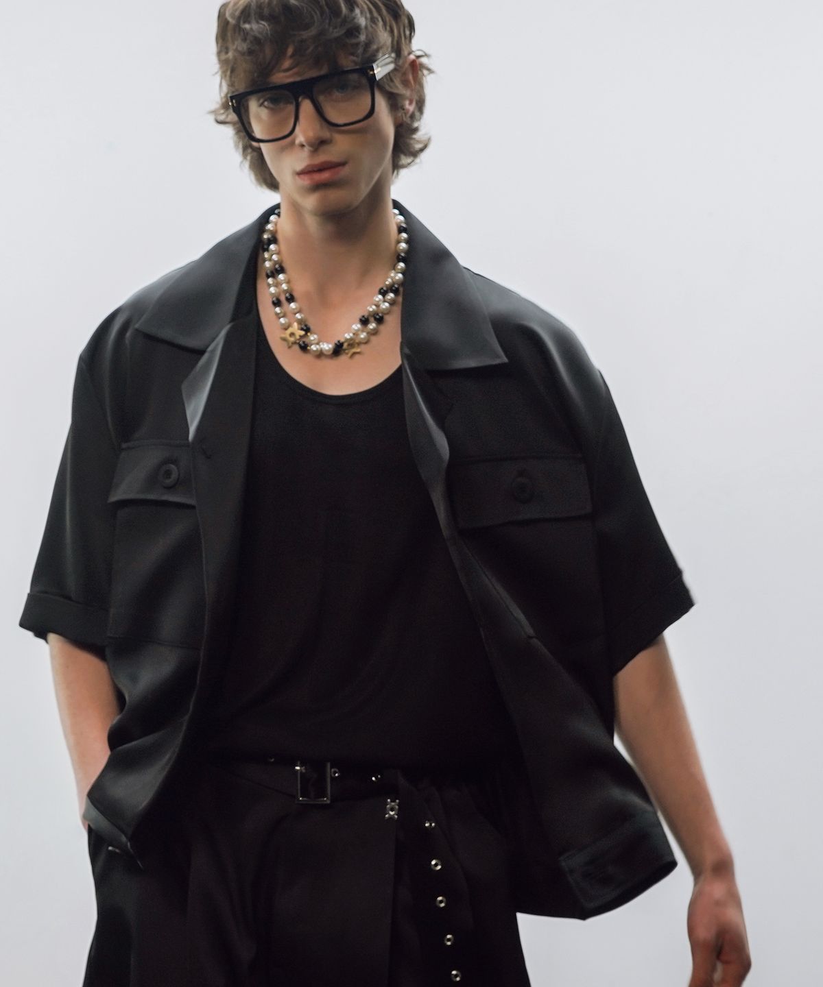 언티지(UNTAGE) 플랩 포켓 오버셔츠 자켓[Black(UNISEX)]_UTS-FS95
