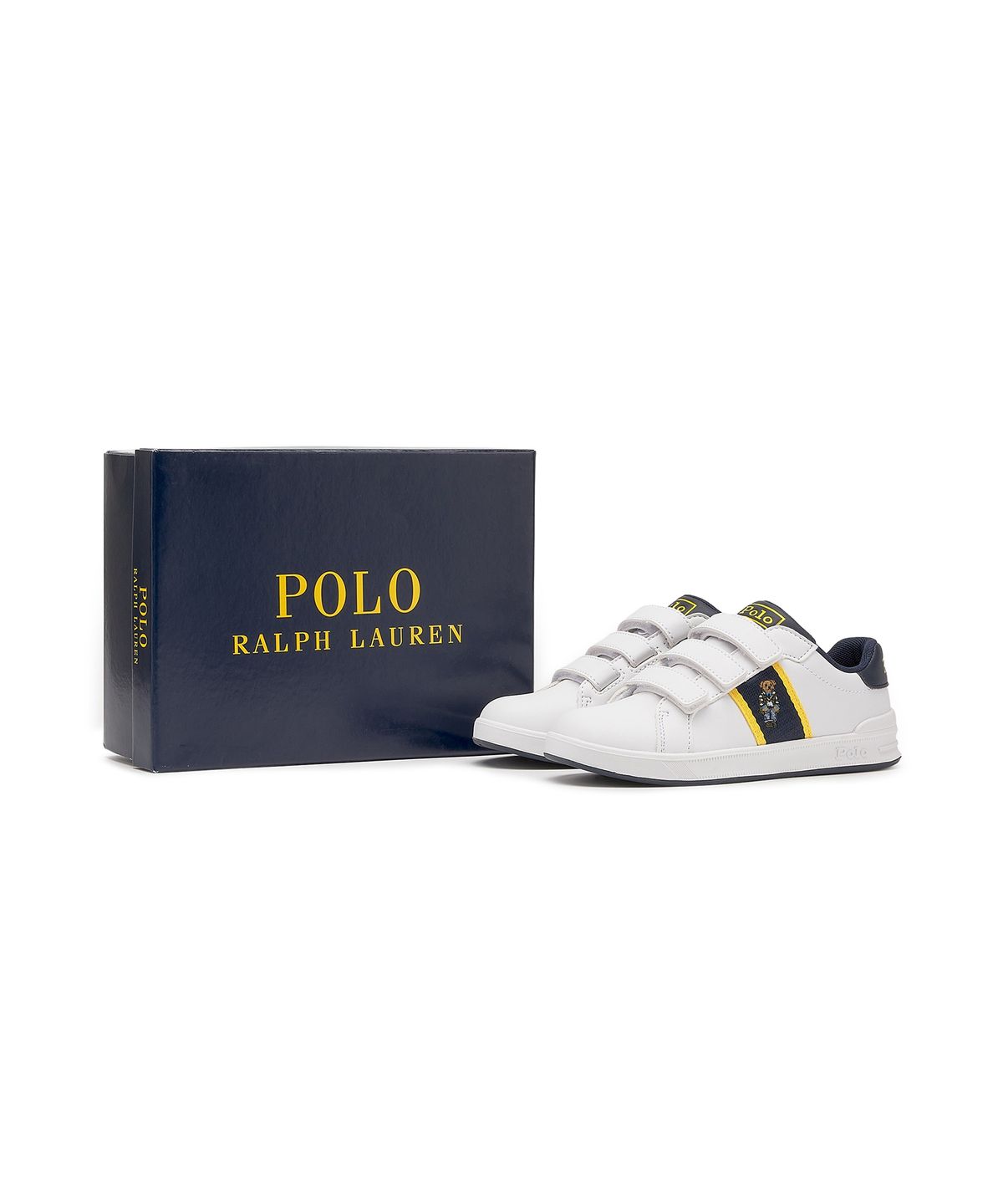 폴로 랄프 로렌 칠드런(POLO RALPH LAUREN CHILDREN) 8-18세 헤리티지 코트 폴로 베어 EZ 스니커즈 - 화이트