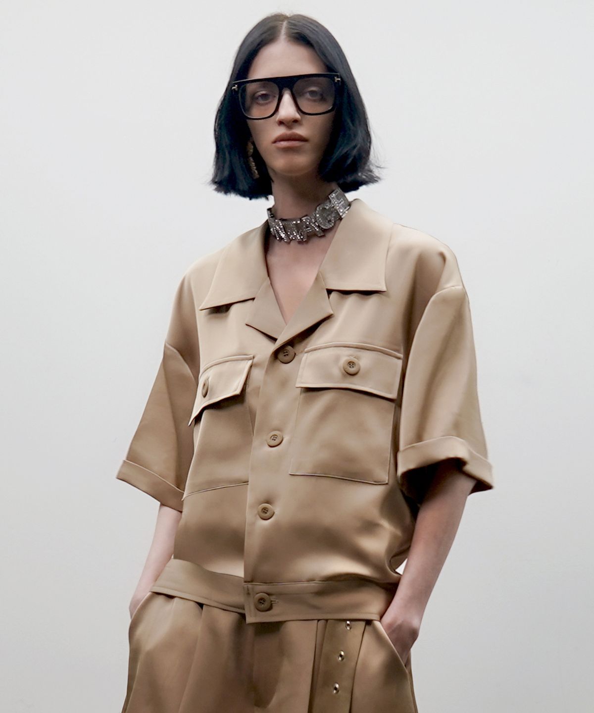 언티지(UNTAGE) 플랩 포켓 오버셔츠 자켓[Gold(UNISEX)]_UTS-FS96
