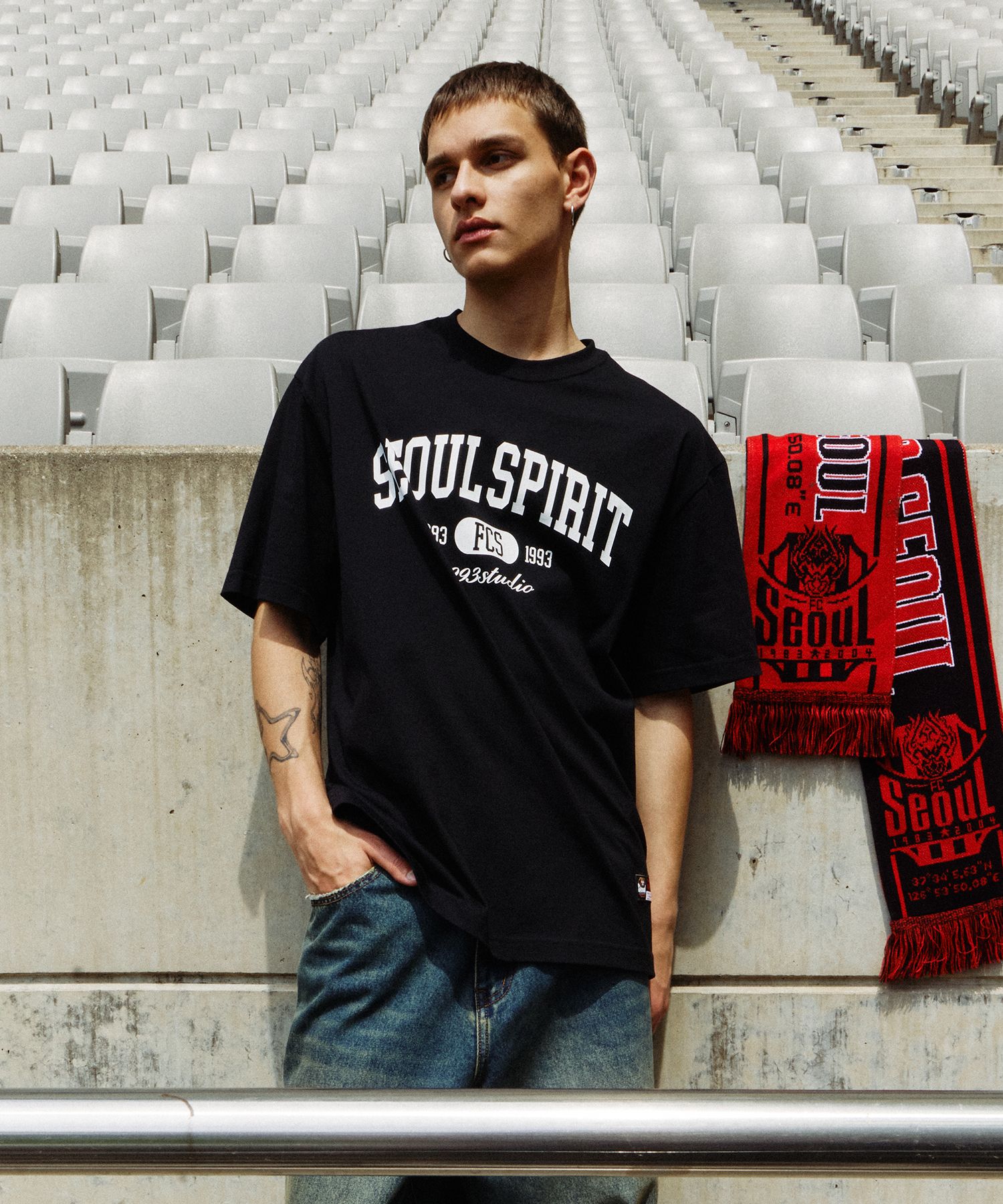 Tシャツ・カットソー 1993STUDIO [FC SEOUL] SEOUL SPIRIT T-SHIRT 4FK1074 MUSINSA | 1993STUDIO [FC Seoul] Seoul Spirit T-shirt_Black