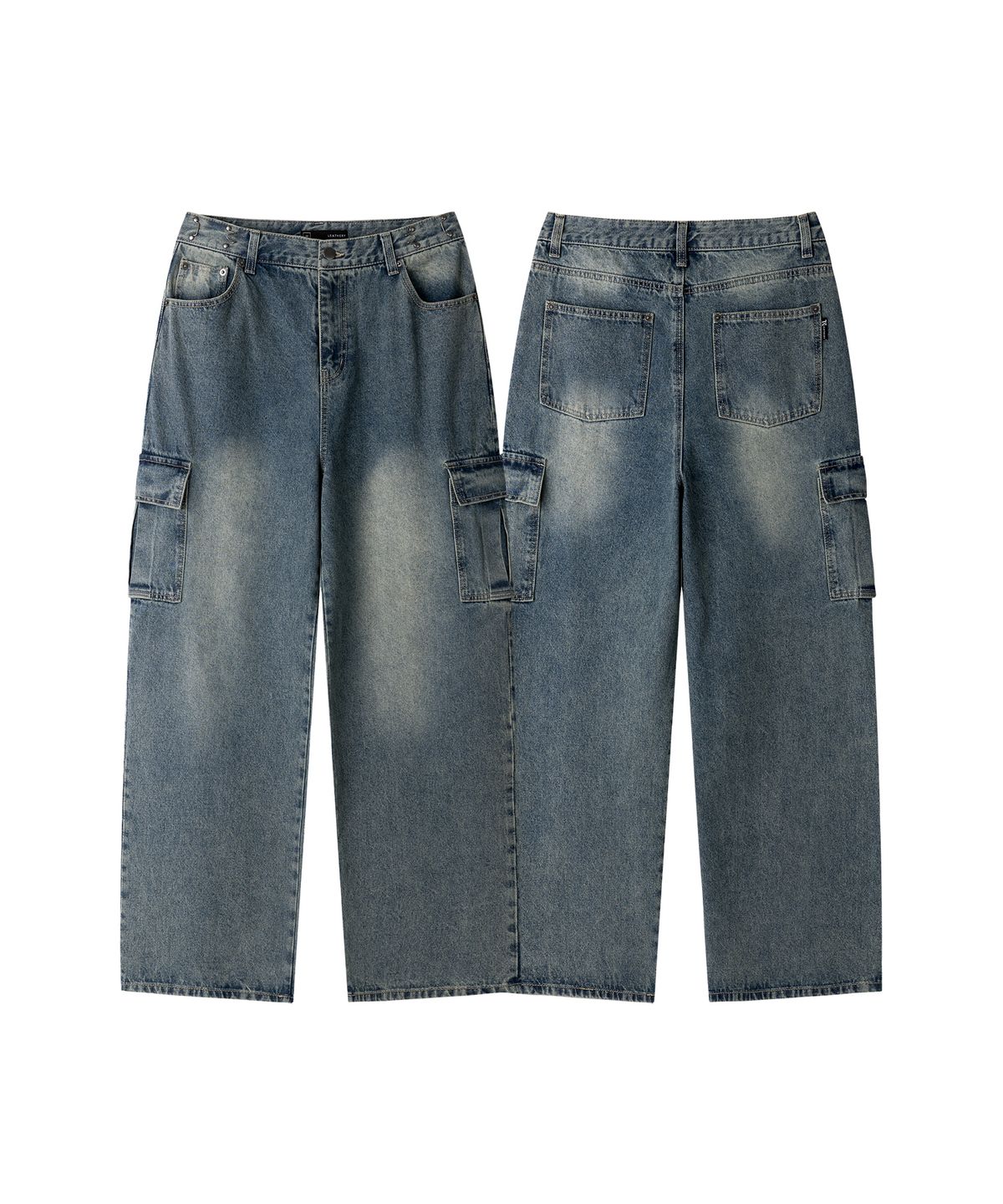 레더리(LEATHERY) 후크드 카고 데님 팬츠 [VINTAGE BLACK]