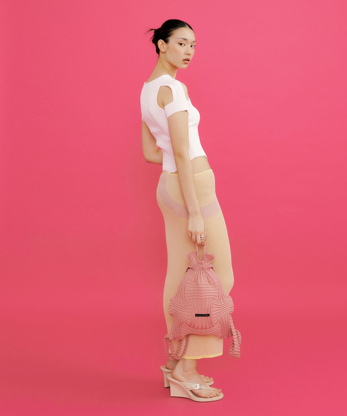 플리츠마마(PLEATSMAMA) 보우백팩 글리터로즈골드