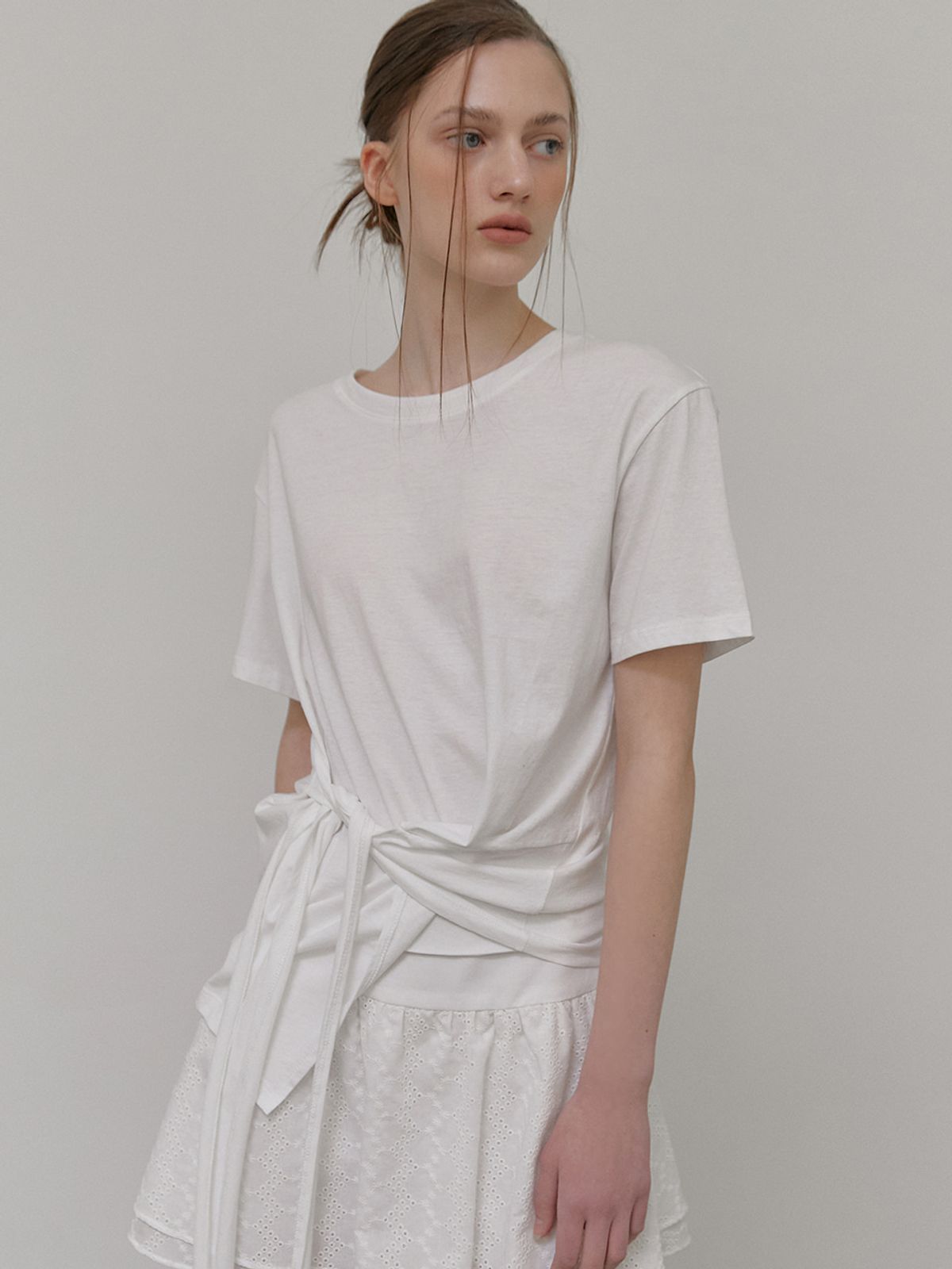 에트몽(ETMON) Tie Loose T-Shirt, White