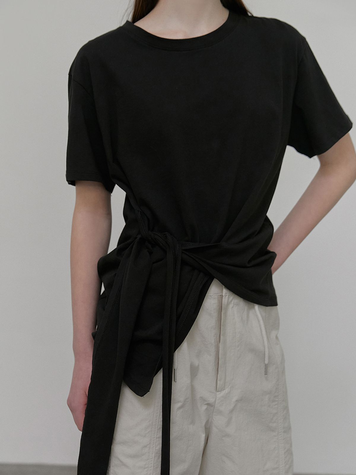 에트몽(ETMON) Tie Loose T-Shirt, Black