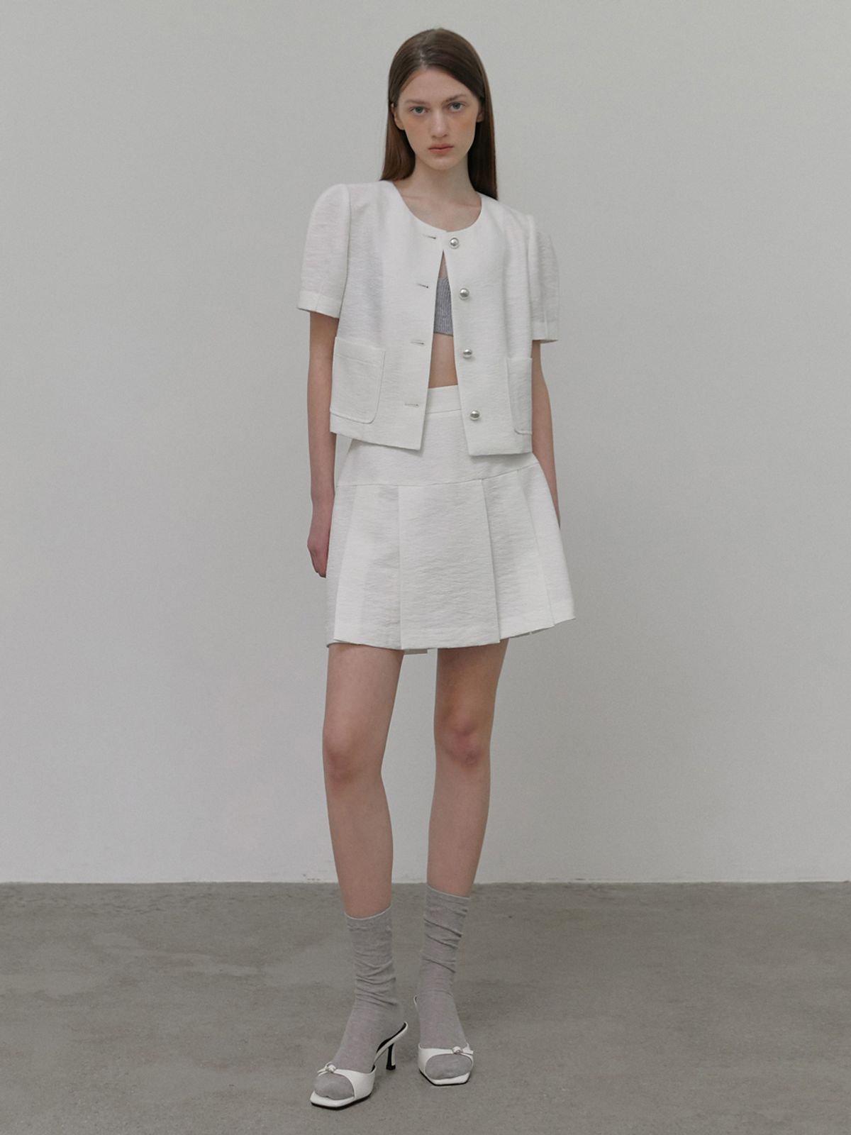 에트몽(ETMON) Puff Tweed Jacket, White