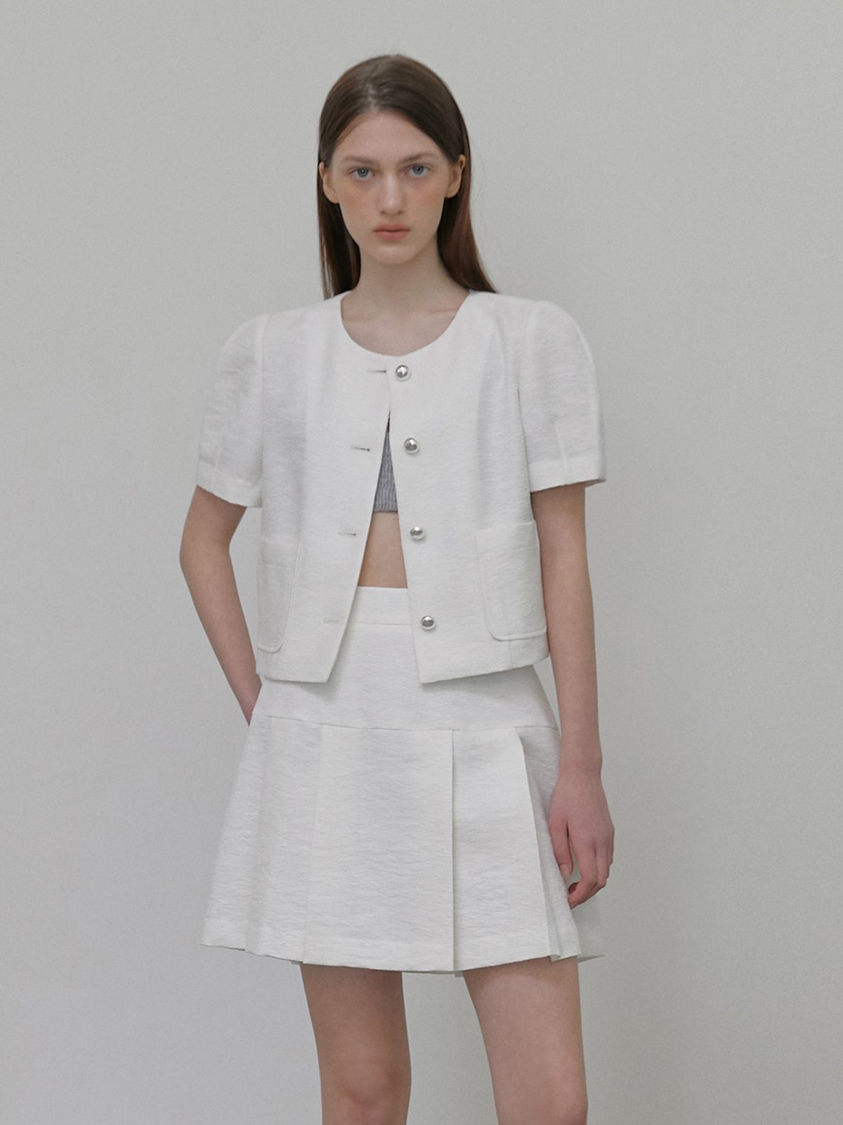 에트몽(ETMON) Puff Tweed Jacket, White
