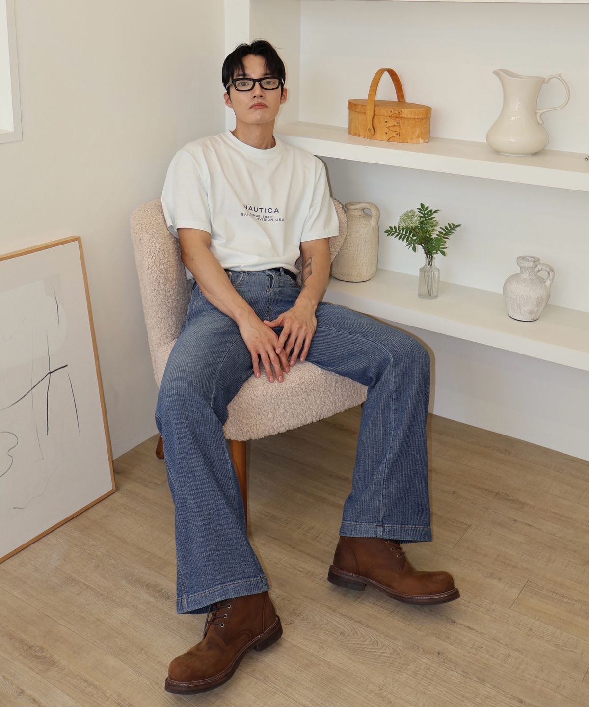 노티카(NAUTICA) 세일링 스몰로고 티셔츠