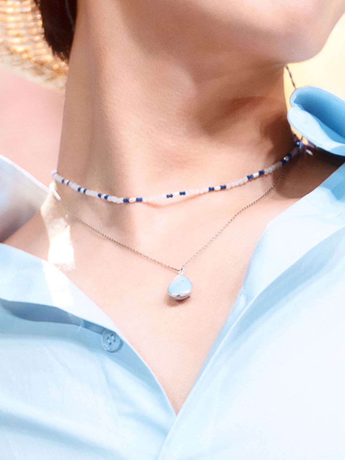하랑(HARANG) HR 281N_Milky Aquamarine Necklace Necklace