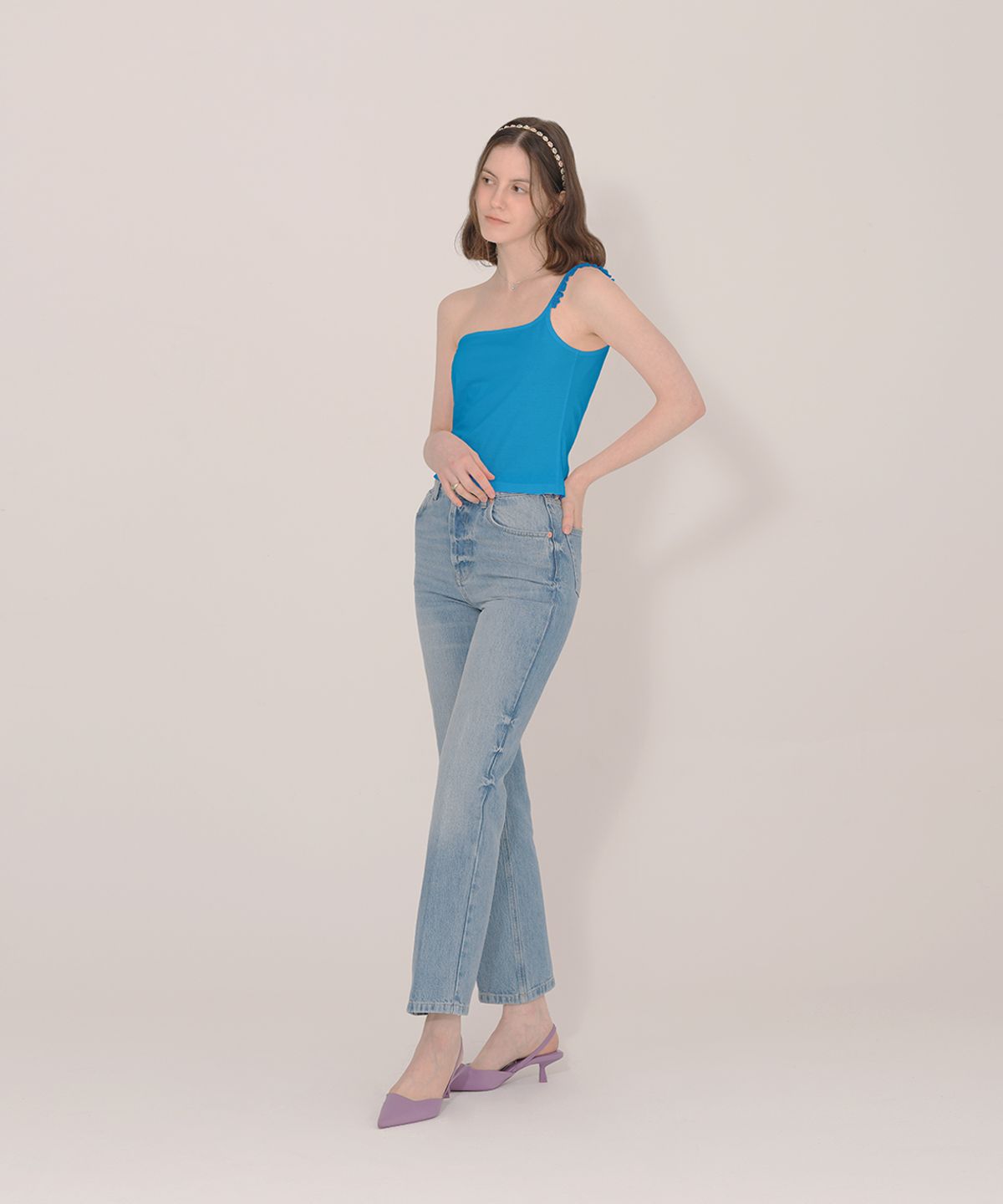 아이스가든에이오공팔(ICE GARDEN A.508) Lace Trimming One Shoulder Camisole