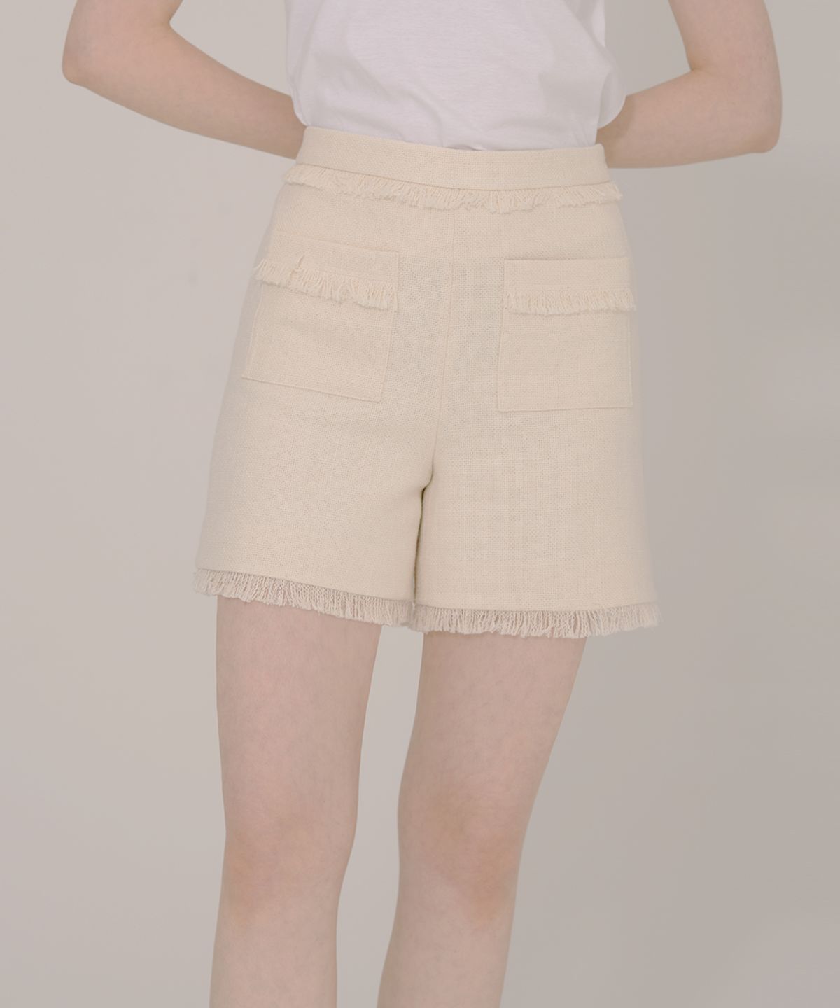 아이스가든에이오공팔(ICE GARDEN A.508) Fringe Detail Tweed Shorts