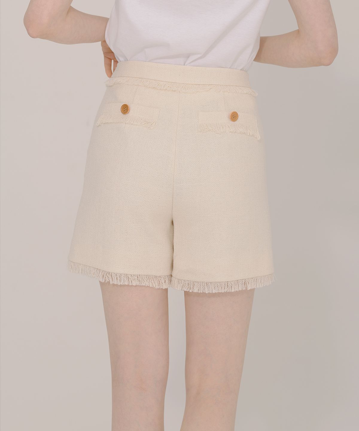 아이스가든에이오공팔(ICE GARDEN A.508) Fringe Detail Tweed Shorts