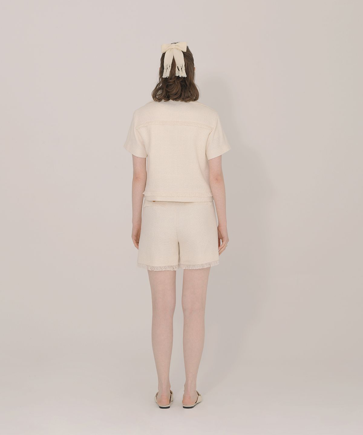 아이스가든에이오공팔(ICE GARDEN A.508) Fringe Detail Tweed Jacket