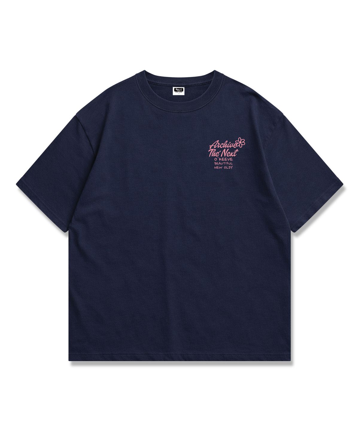 오리지널데이(ORIGINALDAY) Lvoe in Flower 오버핏 반팔 티셔츠 남녀공용 Navy