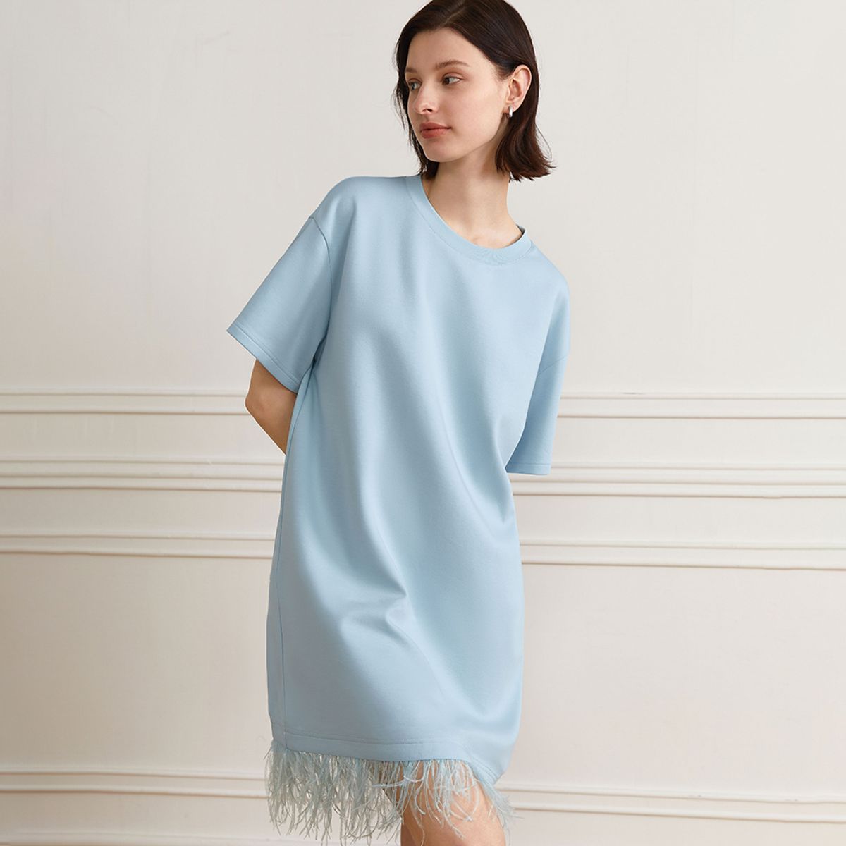 와이와이아이엠(YYIAM) YY_Fringed loose-fit dress_BLUE