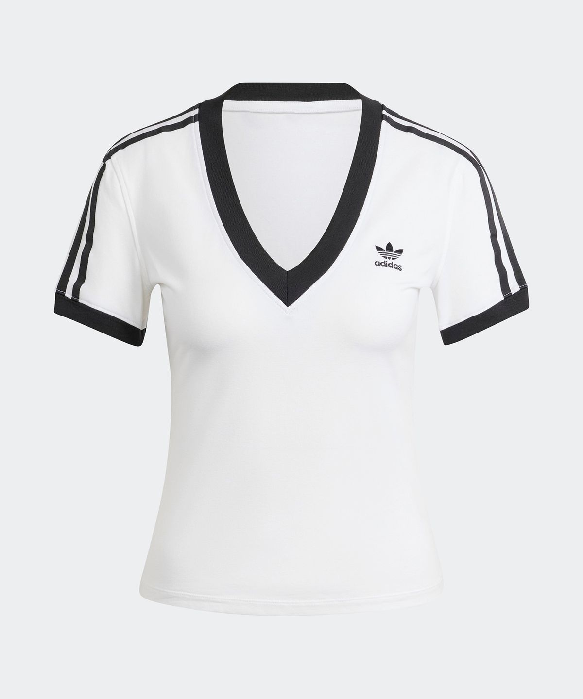 아디다스(ADIDAS) 3S 브이넥 슬림 티 - 화이트 / IR8114