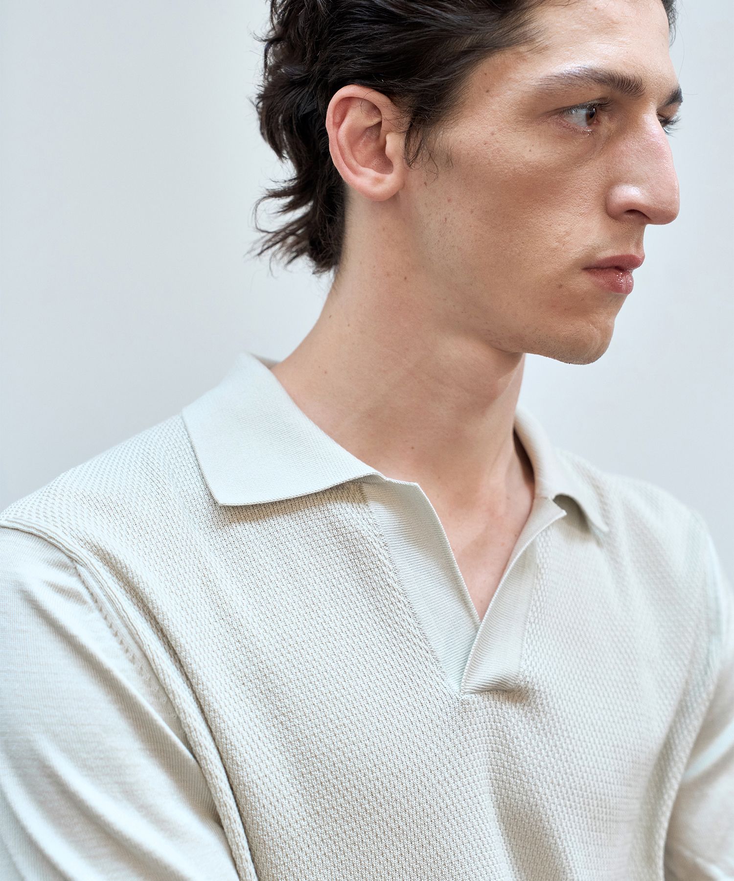 MUSINSA公式 | J.RIUM Cotton Front Textured Polo Knit Light Gray