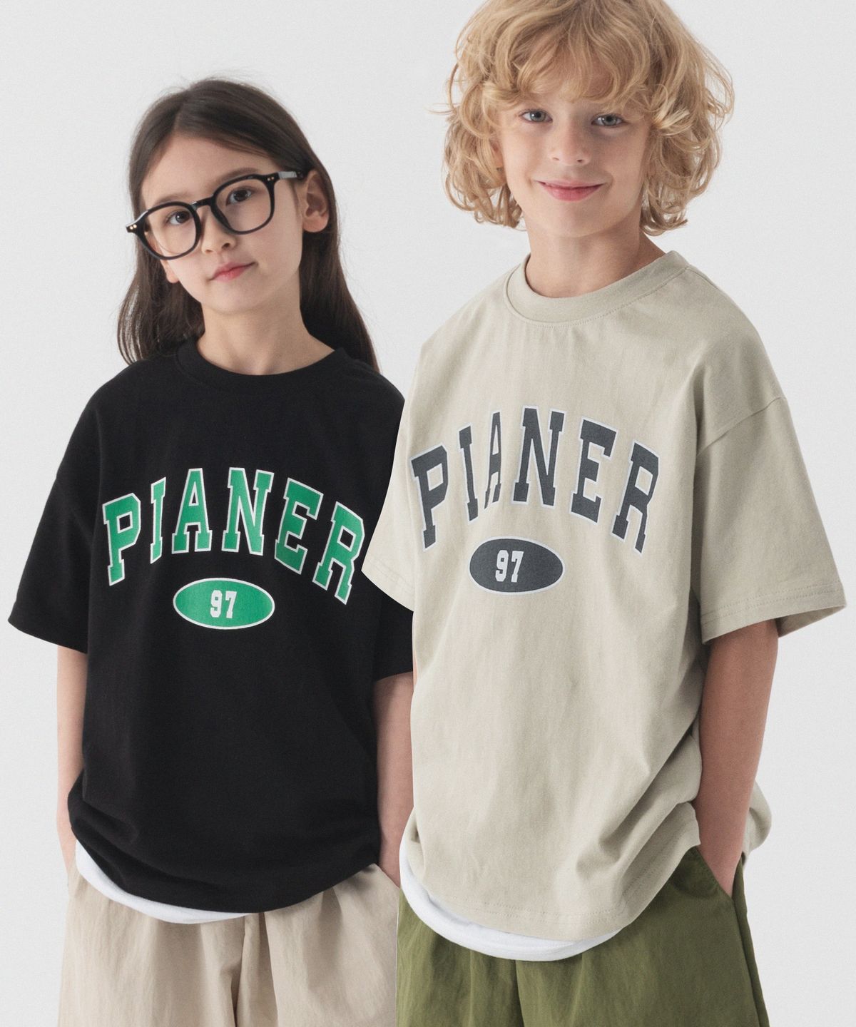 피아네르 키즈(PIANER KIDS) [2 PACK] 97 아치 로고 오버핏 반팔 (5color)