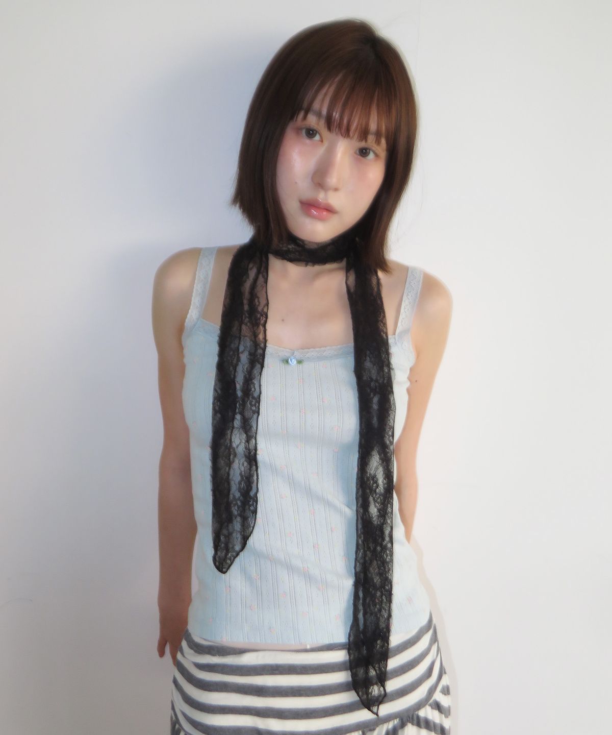 펀프롬펀(FUNFROMFUN) LACE SILHOUETTE SCARF, BLACK