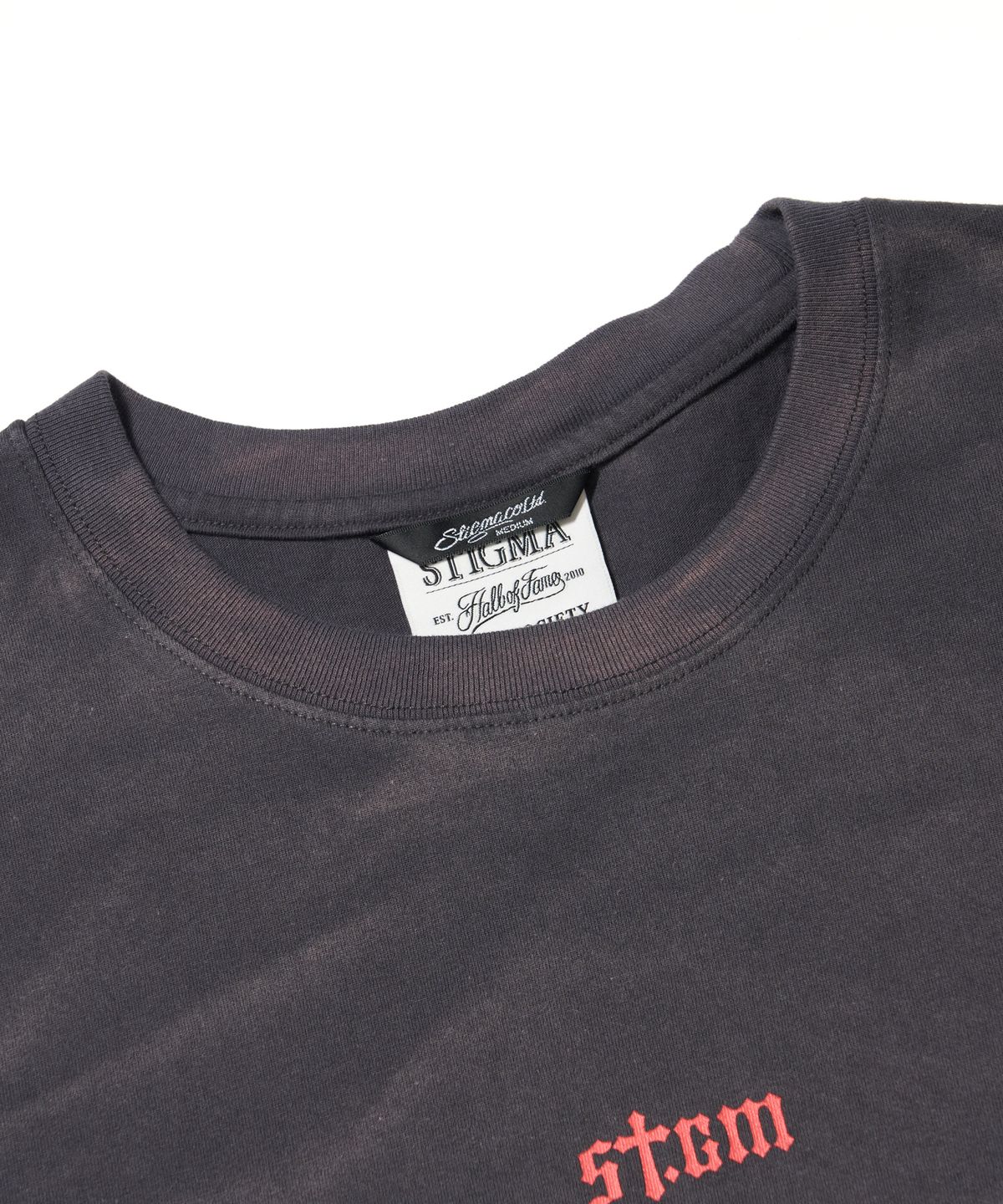 스티그마(STIGMA) STGM Logo Vintage-Like Washed Oversized Short Sleeves T-Shirts Charcoal