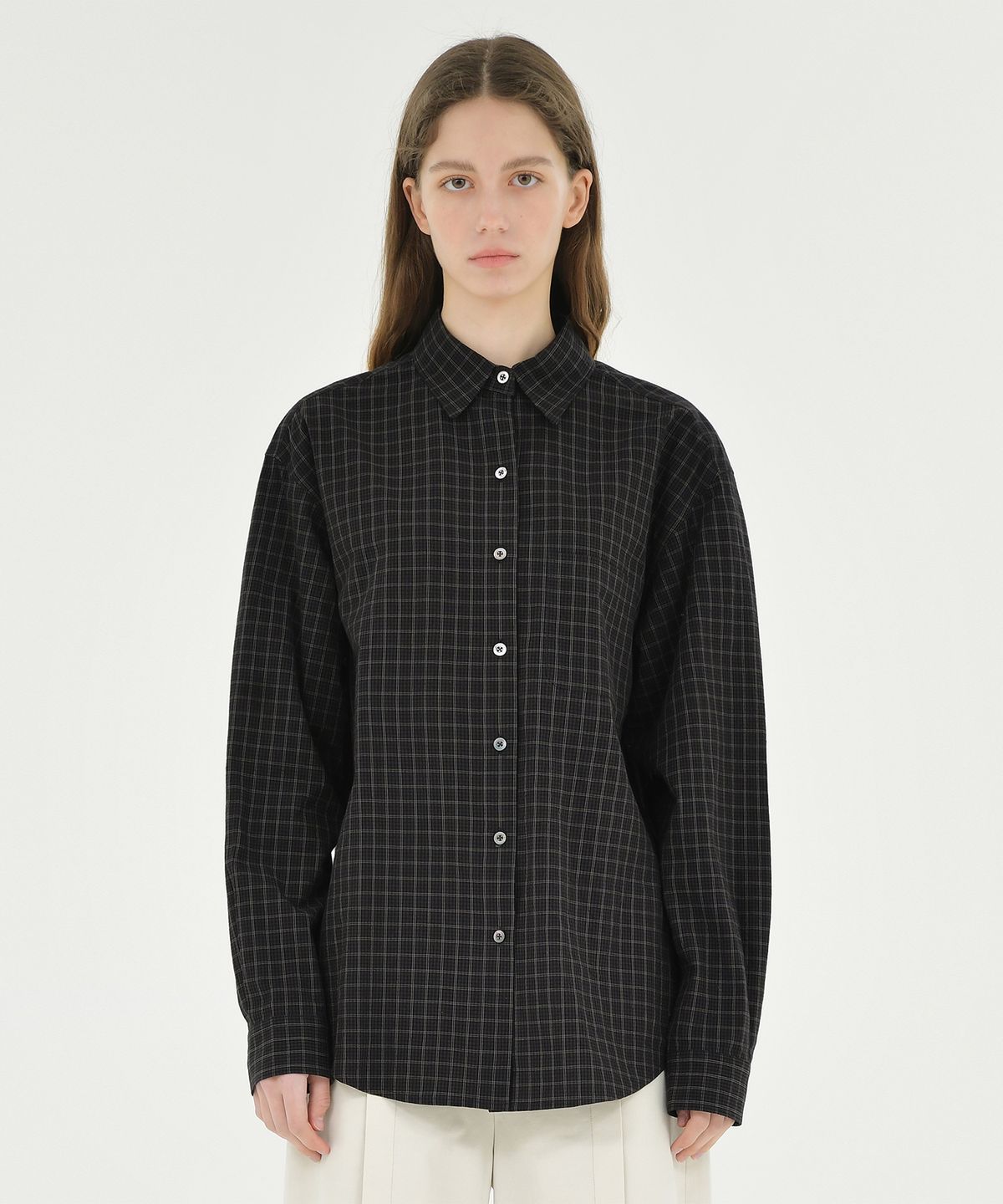브라운야드(BROWNYARD) W 스테디 셔츠, 블랙 체크