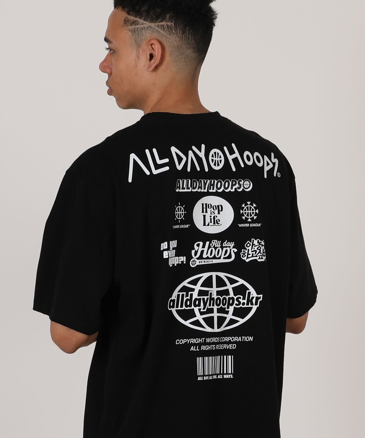 올데이훕스(ALL DAY HOOPS) 후프 S2 로고 반팔티 블랙