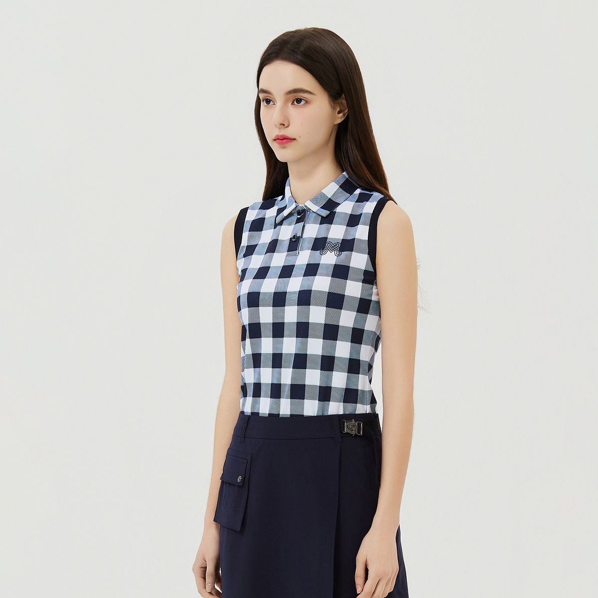 마틴골프(MARTINE GOLF) Check Sleeveless T-Shirts_Navy