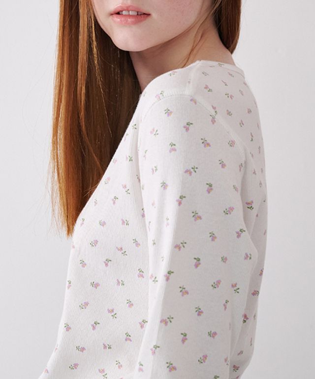Tシャツ・カットソー RONRON FLORAL LONG SLEEVE IVORY PINK FLOWER RR24ALT3222IV MUSINSA公式 | RONRON FLORAL LONG SLEEVE IVORY PINK FLOWER
