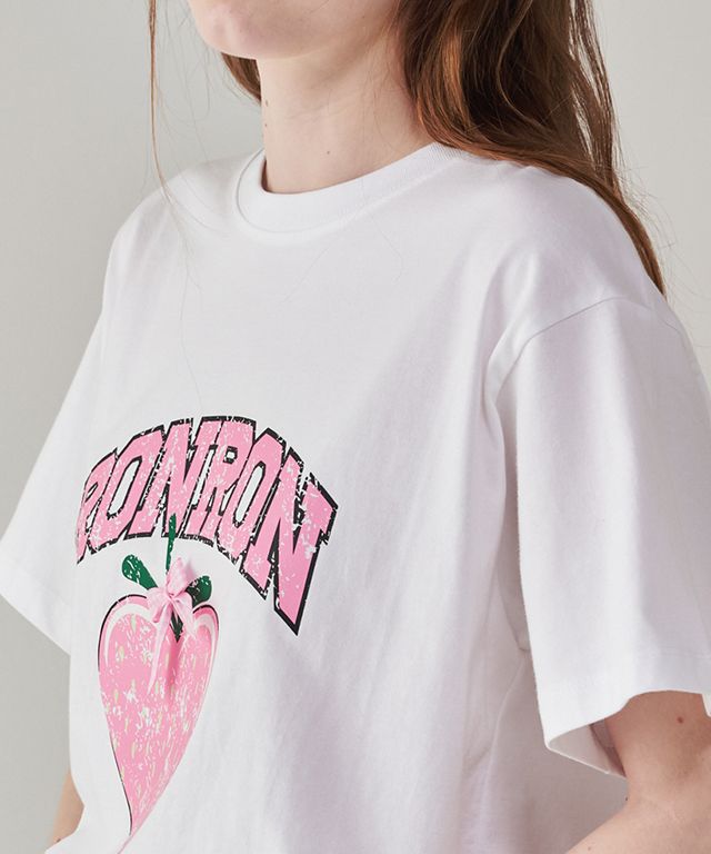 Tシャツ・カットソー RONRON STAR LOGO BASIC FIT T SHIRT SOFT PINK RR25BST4283SP STAR LOGO BASIC FIT T SHIRT CREAM - RONRON 론론