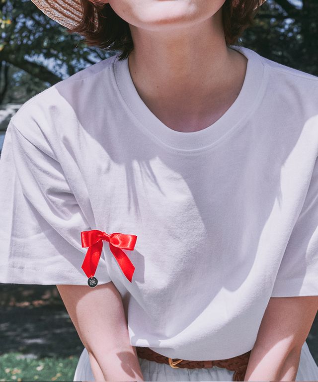 ★2024SS新作★RONRON★POINT RIBBON BASIC FIT T SHIRT MUSINSA | RONRON POINT RIBBON BASIC FIT T SHIRT WHITE