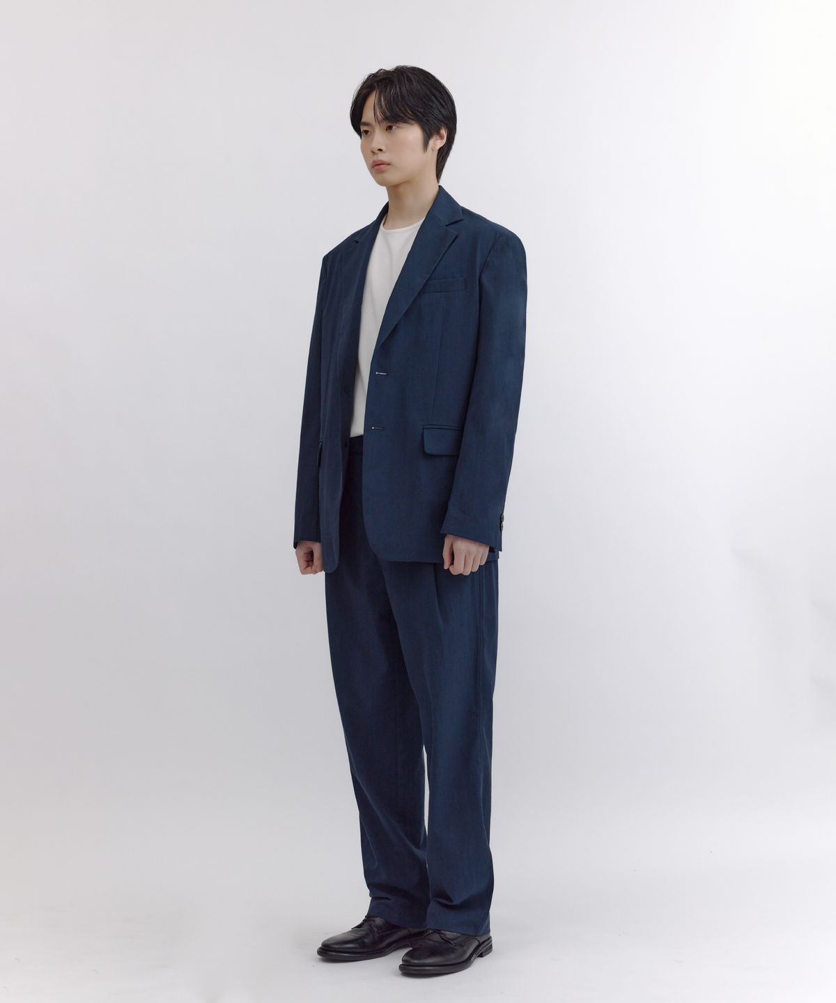 넌블랭크(NONBLANK) [여름]오버 핏 언컨 하이트 셋업 수트_DEEP SEA NAVY