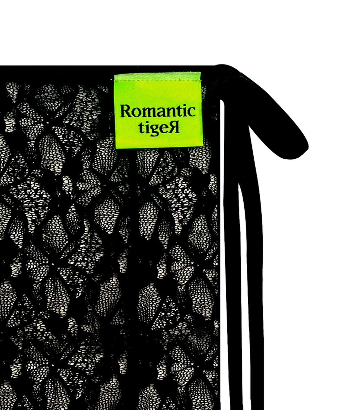 로맨틱타이거(ROMANTIC TIGER) lace tied ribbon knee high stockings (black)