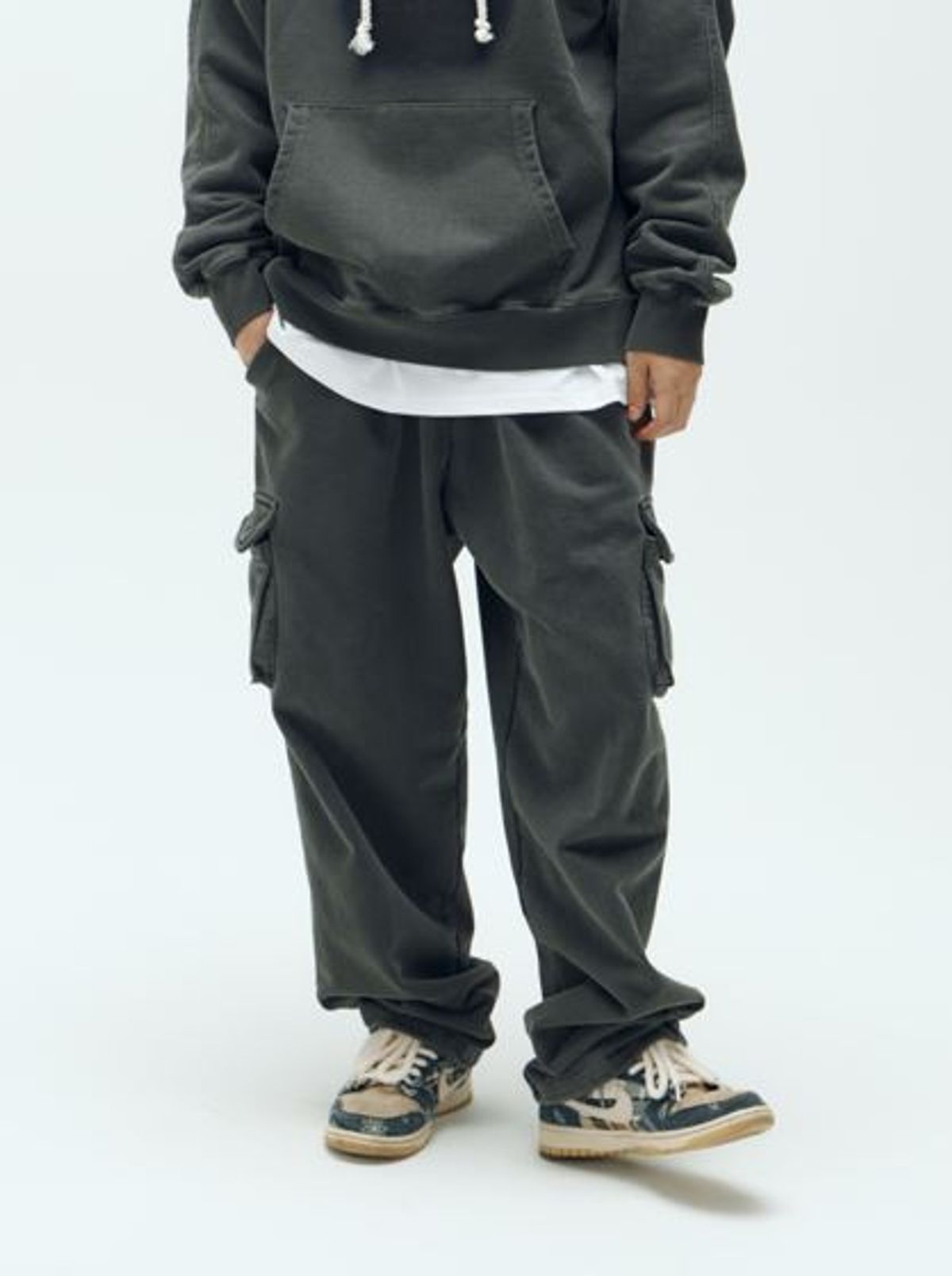 필이너프(FEELENUFF) [PRIMATE X FEELENUFF] ROPE CARGO SWEATPANTS PIGMENT BLACK