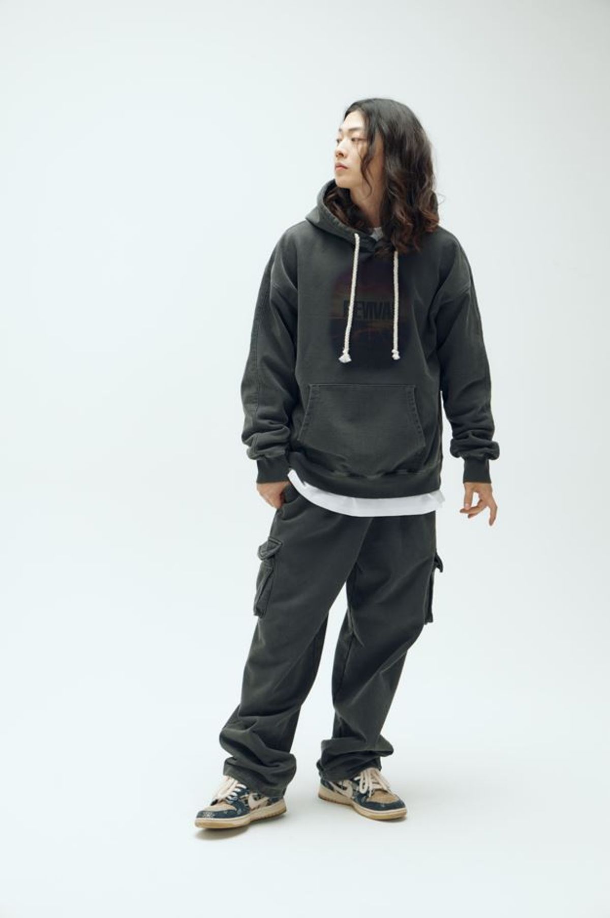 필이너프(FEELENUFF) [PRIMATE X FEELENUFF] REVIVAL ROPE HOODIE PIGMENT BLACK
