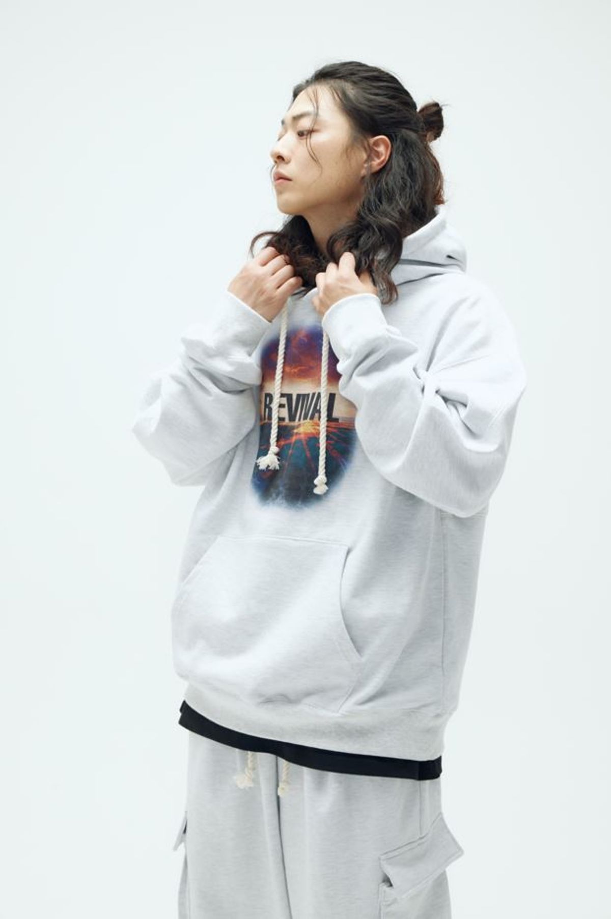 필이너프(FEELENUFF) [PRIMATE X FEELENUFF] REVIVAL ROPE HOODIE ASHGRAY