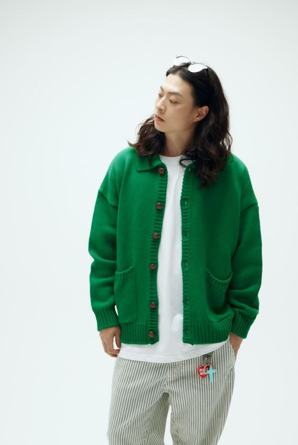필이너프(FEELENUFF) FEEL LOGO CROPPED KNITJACKET GREEN