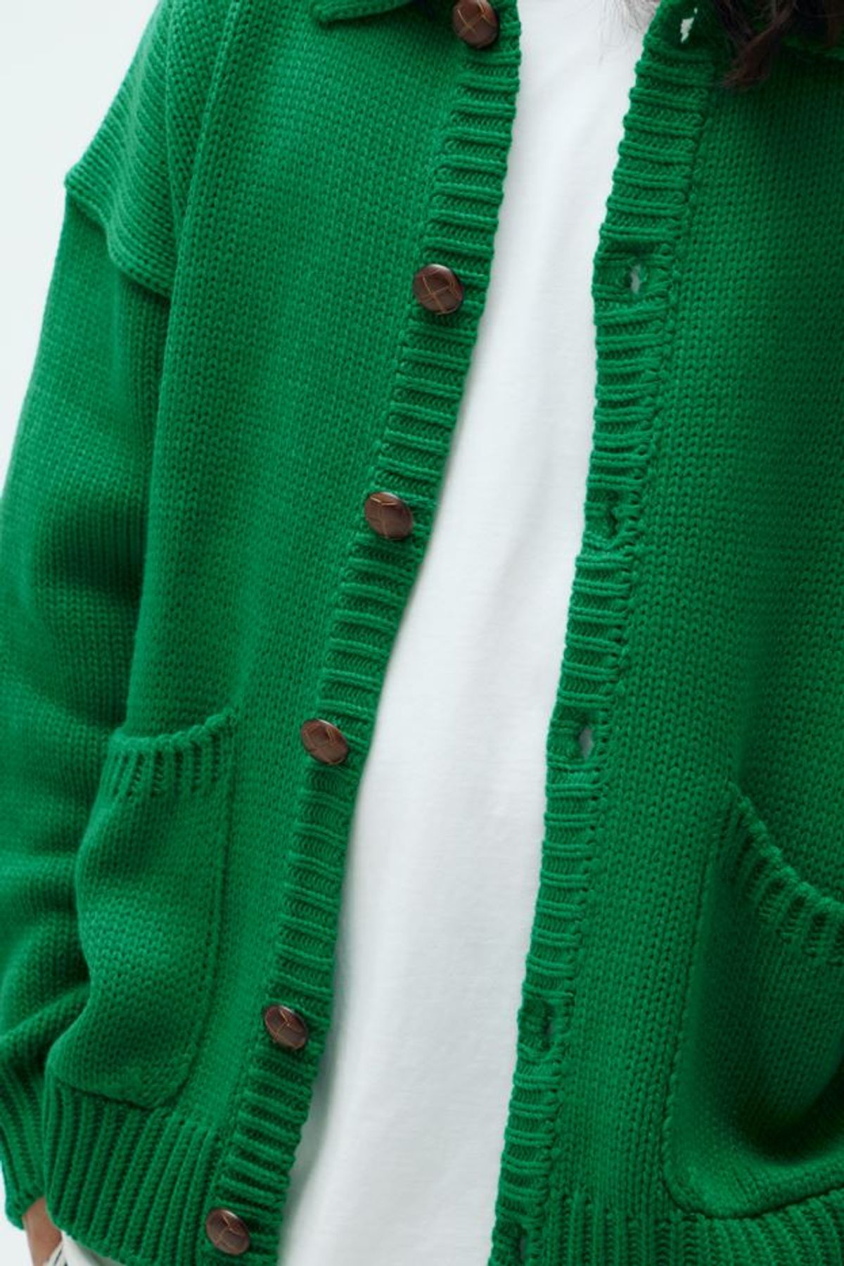 필이너프(FEELENUFF) FEEL LOGO CROPPED KNITJACKET GREEN