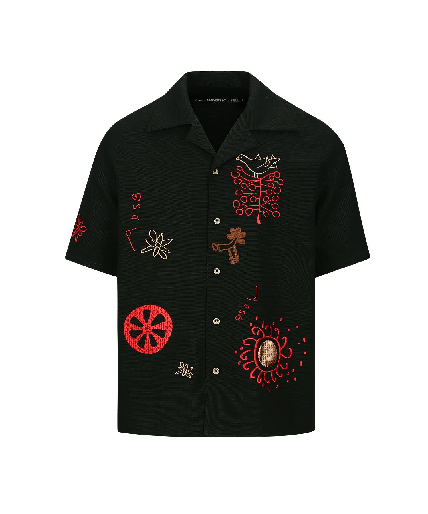 トップス Mame Floral Embroidery Open Collar Shirt flower-mushroom-embroidery-