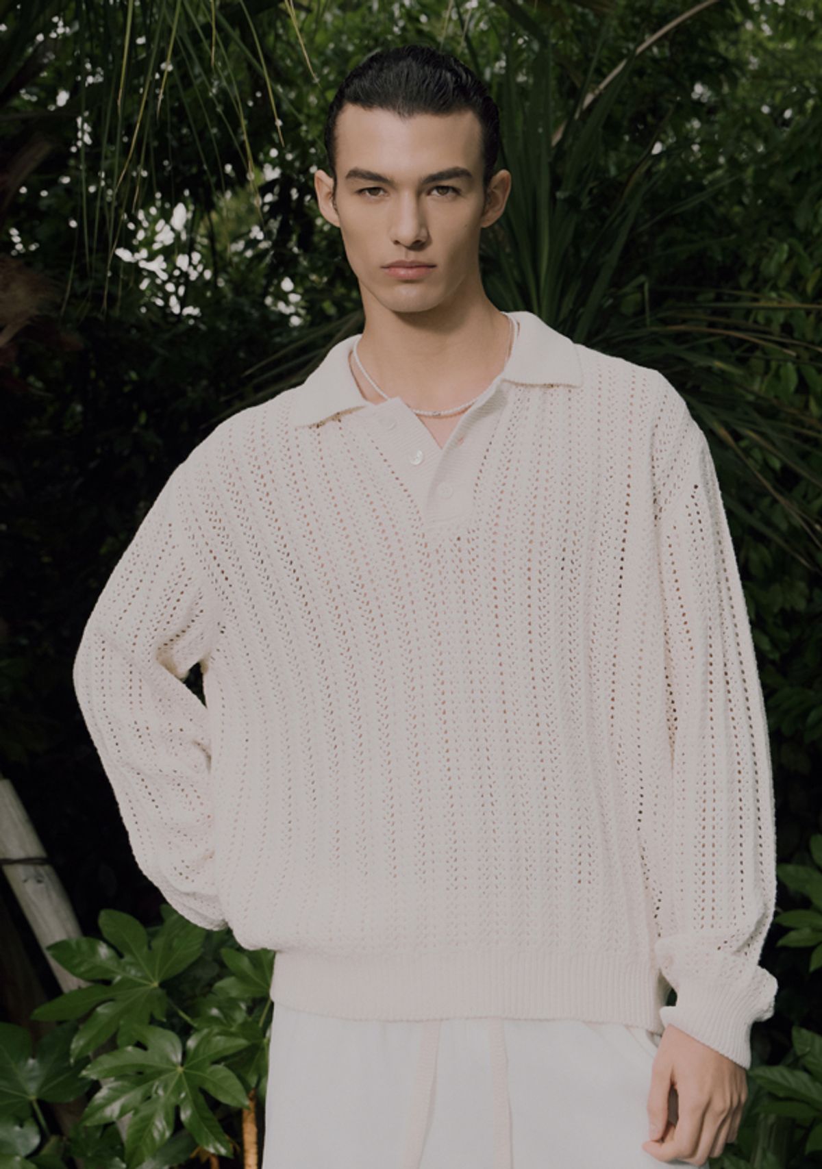 세비지(SAVAGE) Crochet Knit Pullover - Ivory