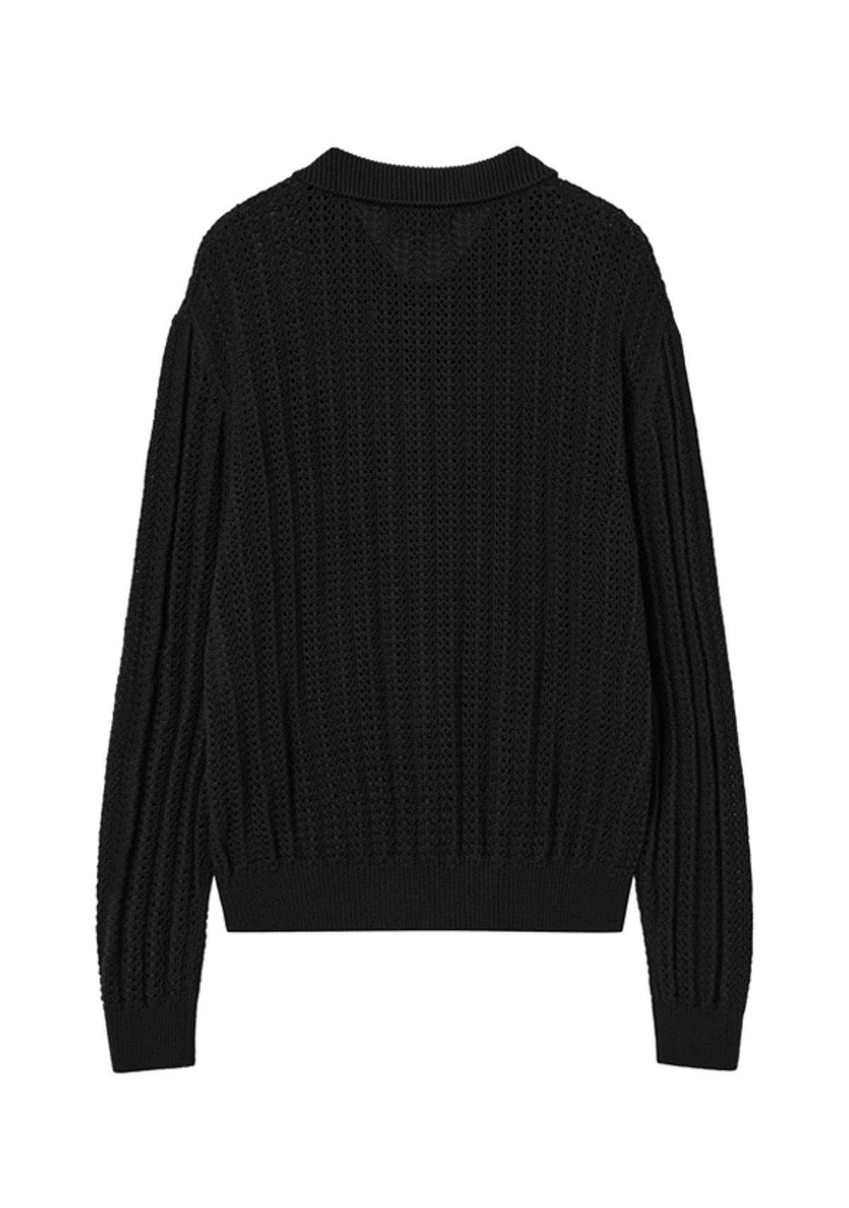 세비지(SAVAGE) Crochet Knit Pullover - Black