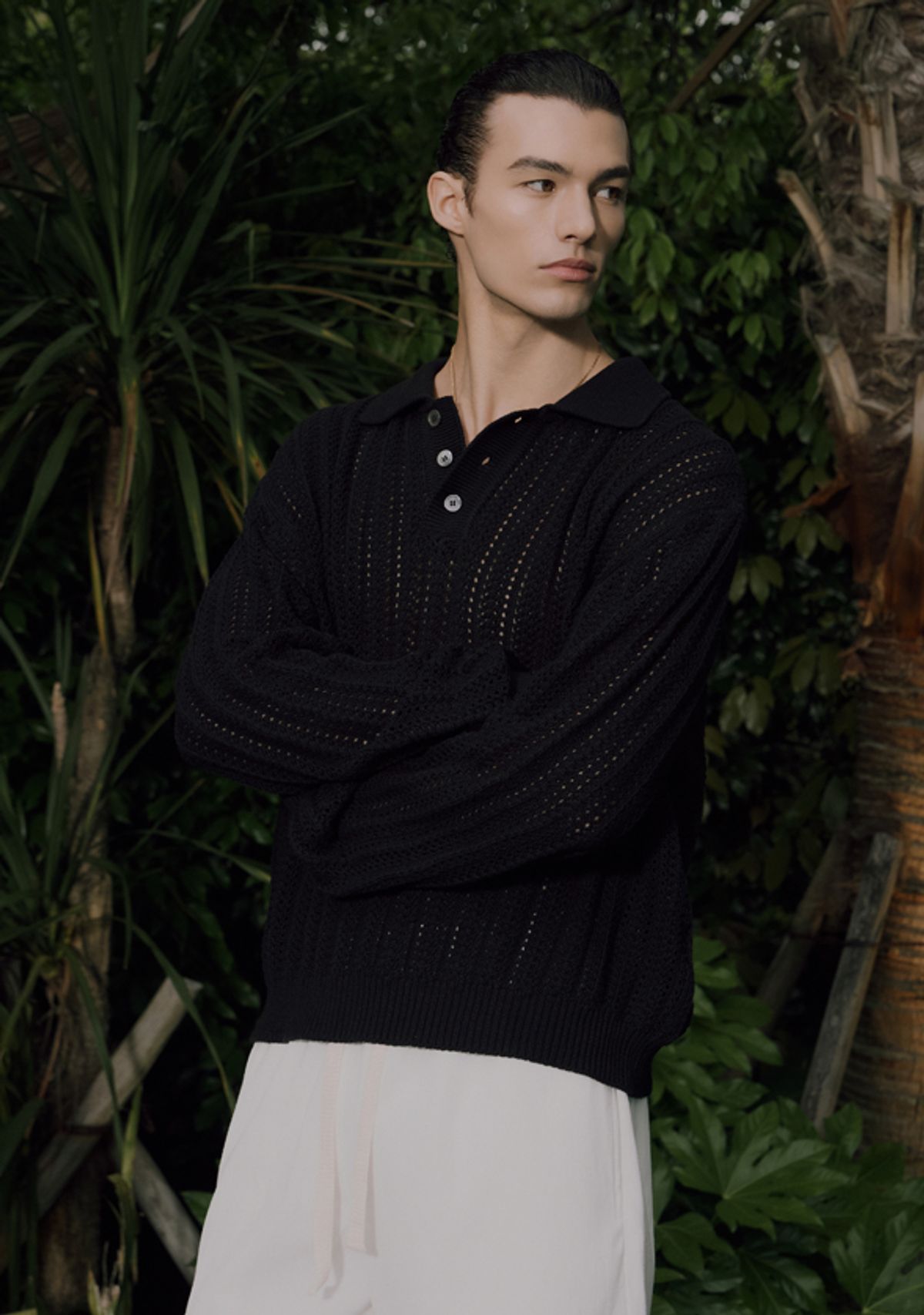 세비지(SAVAGE) Crochet Knit Pullover - Black