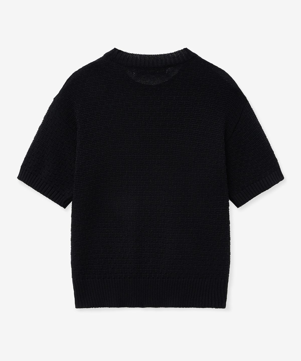 블론드나인(BLOND9) 소프트 크롭 라운드 반팔 니트_블랙