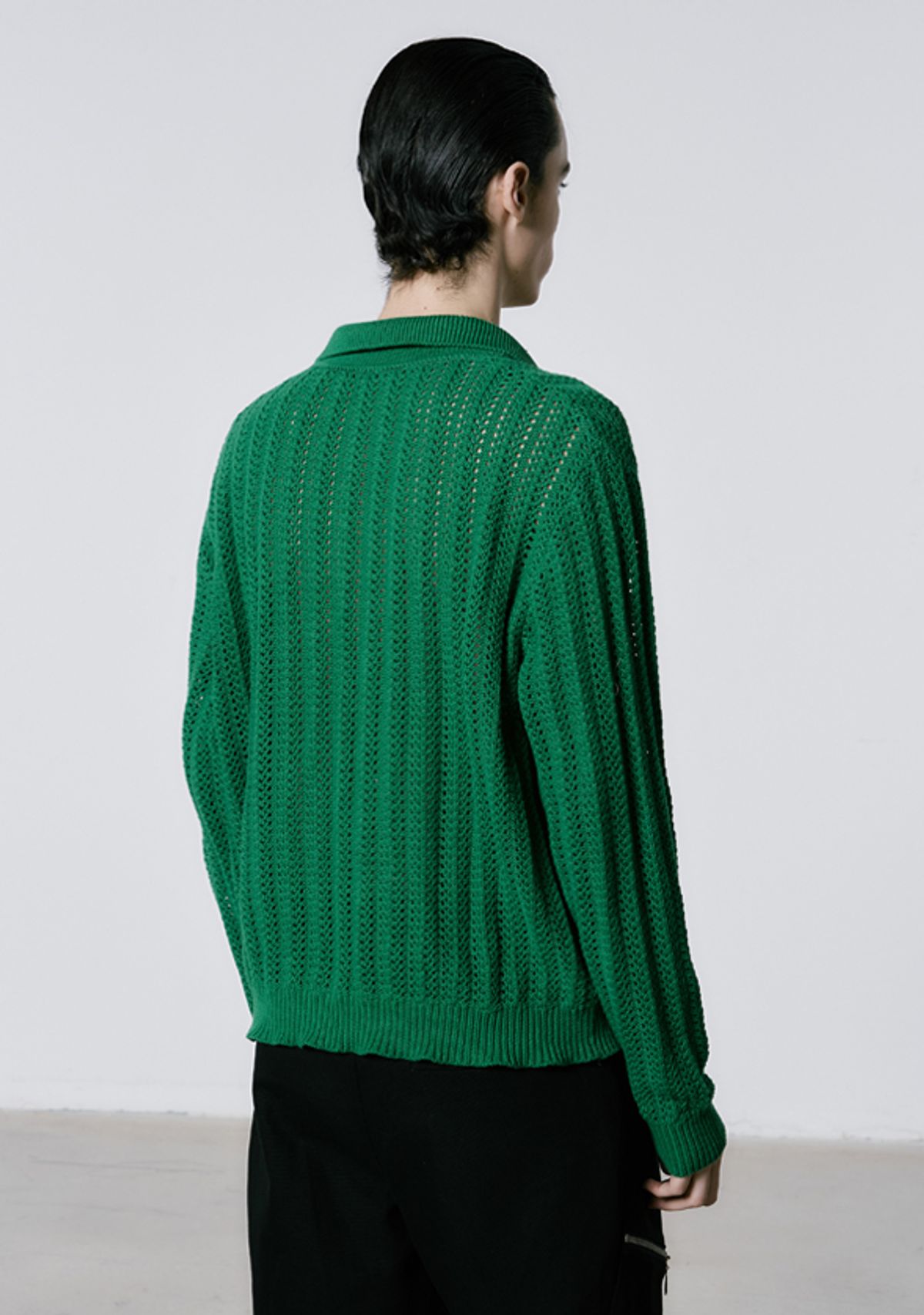 세비지(SAVAGE) Crochet Knit Pullover - Green