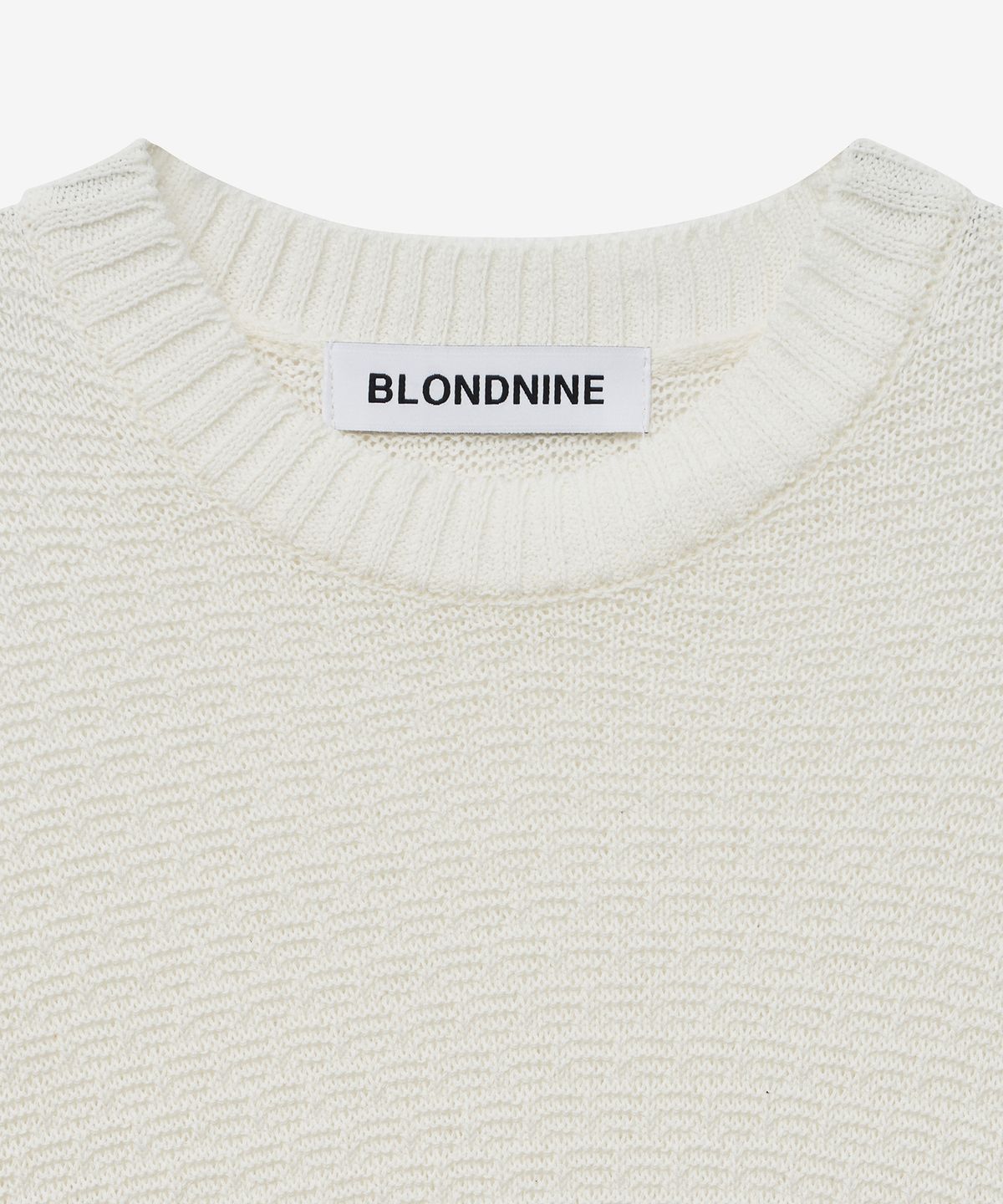 블론드나인(BLOND9) 소프트 크롭 라운드 반팔 니트_아이보리