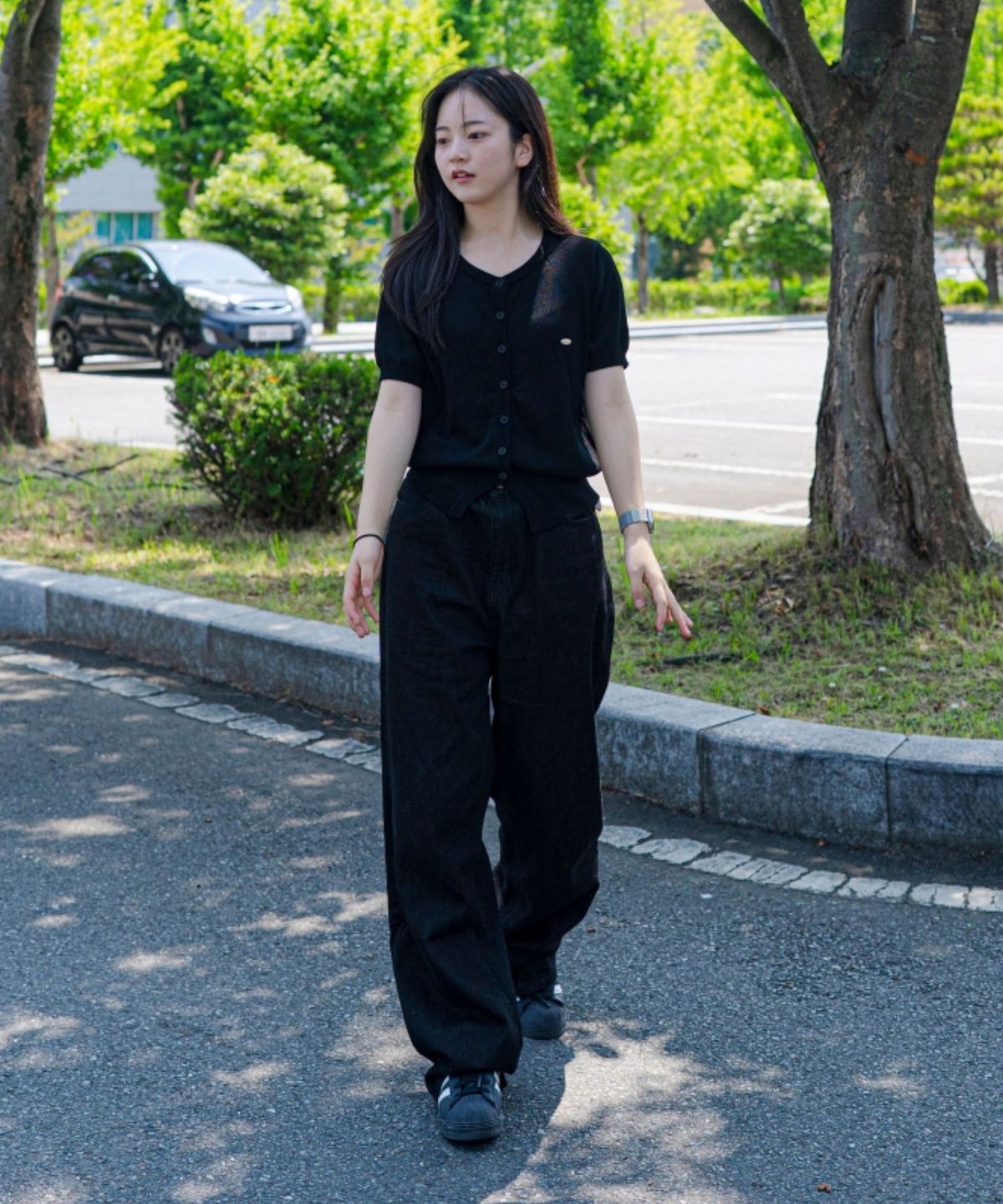 블론드나인(BLOND9) 썸머 와이드 데님 팬츠_블랙