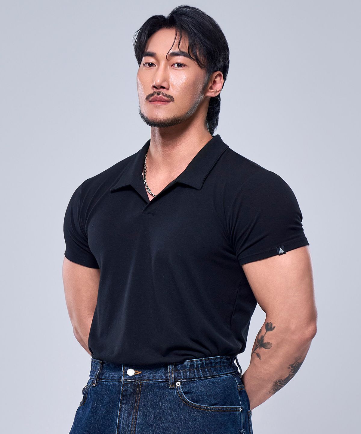 피지컬가먼츠(PHYSICAL GARMENTS) P2411 모달스판 카라 머슬핏반팔 [블랙]