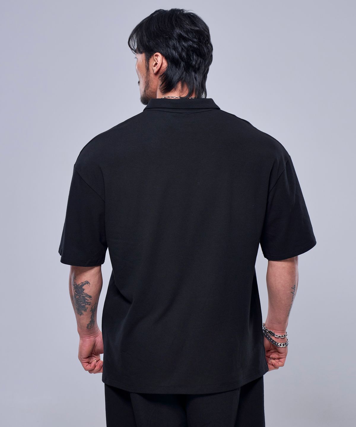 피지컬가먼츠(PHYSICAL GARMENTS) P2410 모달스판 카라 오버핏반팔 [블랙]