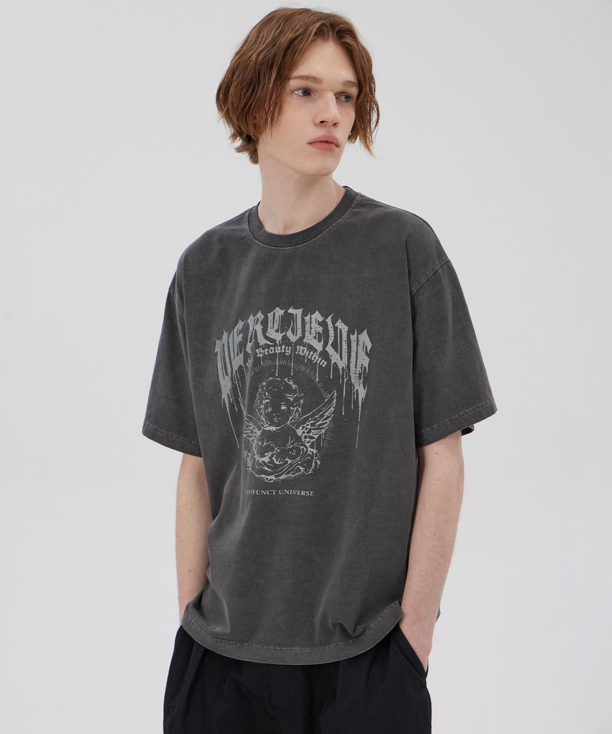 디스펑트(DYSFUNCT) ANGELIC PIGMENT T-SHIRT (CHARCOAL)