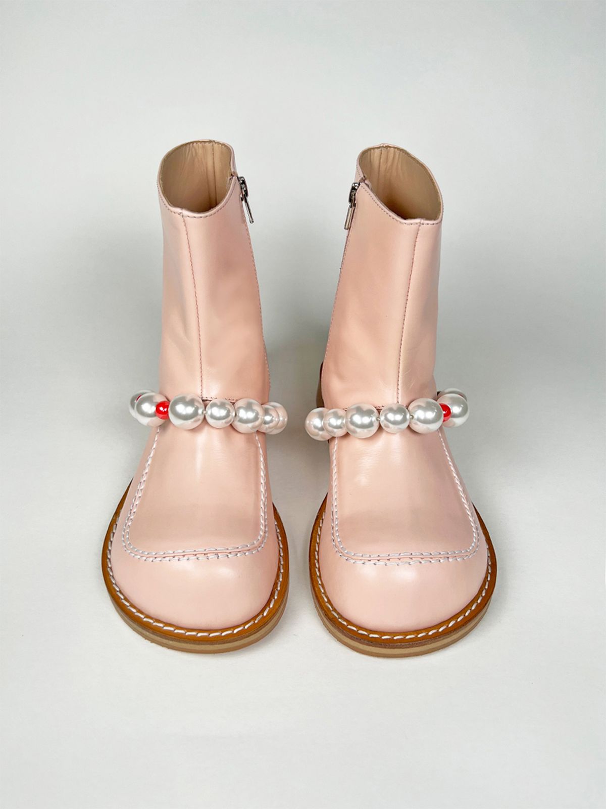 히푸(hippu) Pearl Strap Boots Women [Pink]