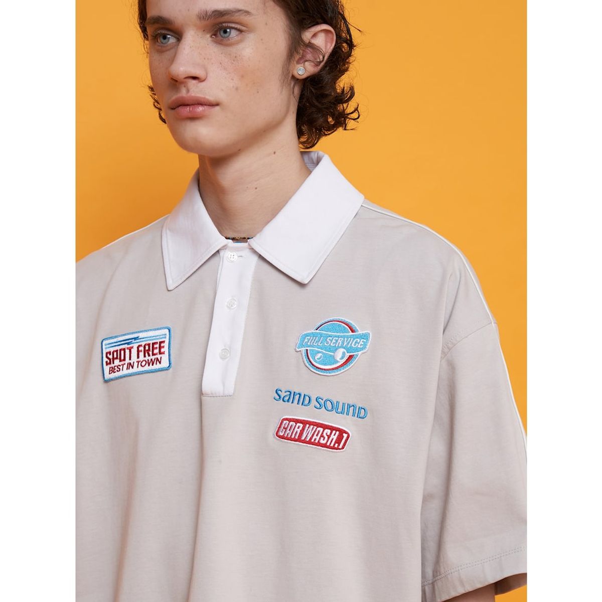 샌드 사운드(SAND SOUND) Car Wash TCollar TShirt  Light Grey